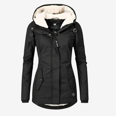 Beate - Wasserdichte Lange Jacke mit Kapuze und Futter