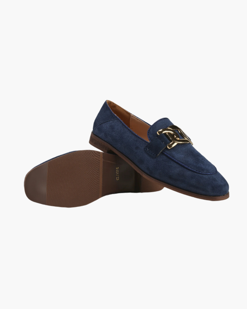 Jessica | Loafer aus Wildleder mit goldener Gliederschnalle