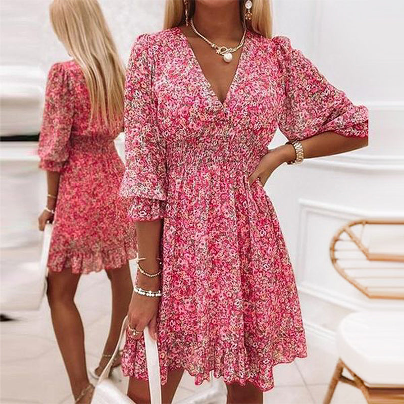 Geblümtes Chiffonkleid