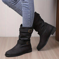 Schicke Leder-Stiefel mit Schnallendetail