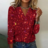 Priscilla - Strahlender Pullover mit V-Ausschnitt für einen eleganten Look