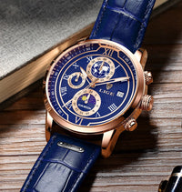 Chronographuhr mit Premium-Lederarmband
