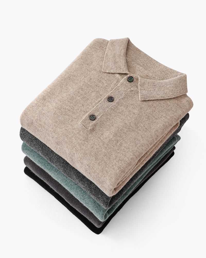 Bennett | Luxuriöser Herren Kaschmirpullover mit Polokragen & Knopfleiste