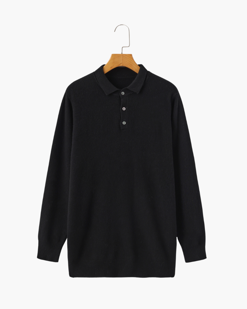 Bennett | Luxuriöser Herren Kaschmirpullover mit Polokragen & Knopfleiste