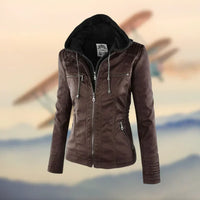 Amélie™ - Premium Lederjacke mit Kapuze