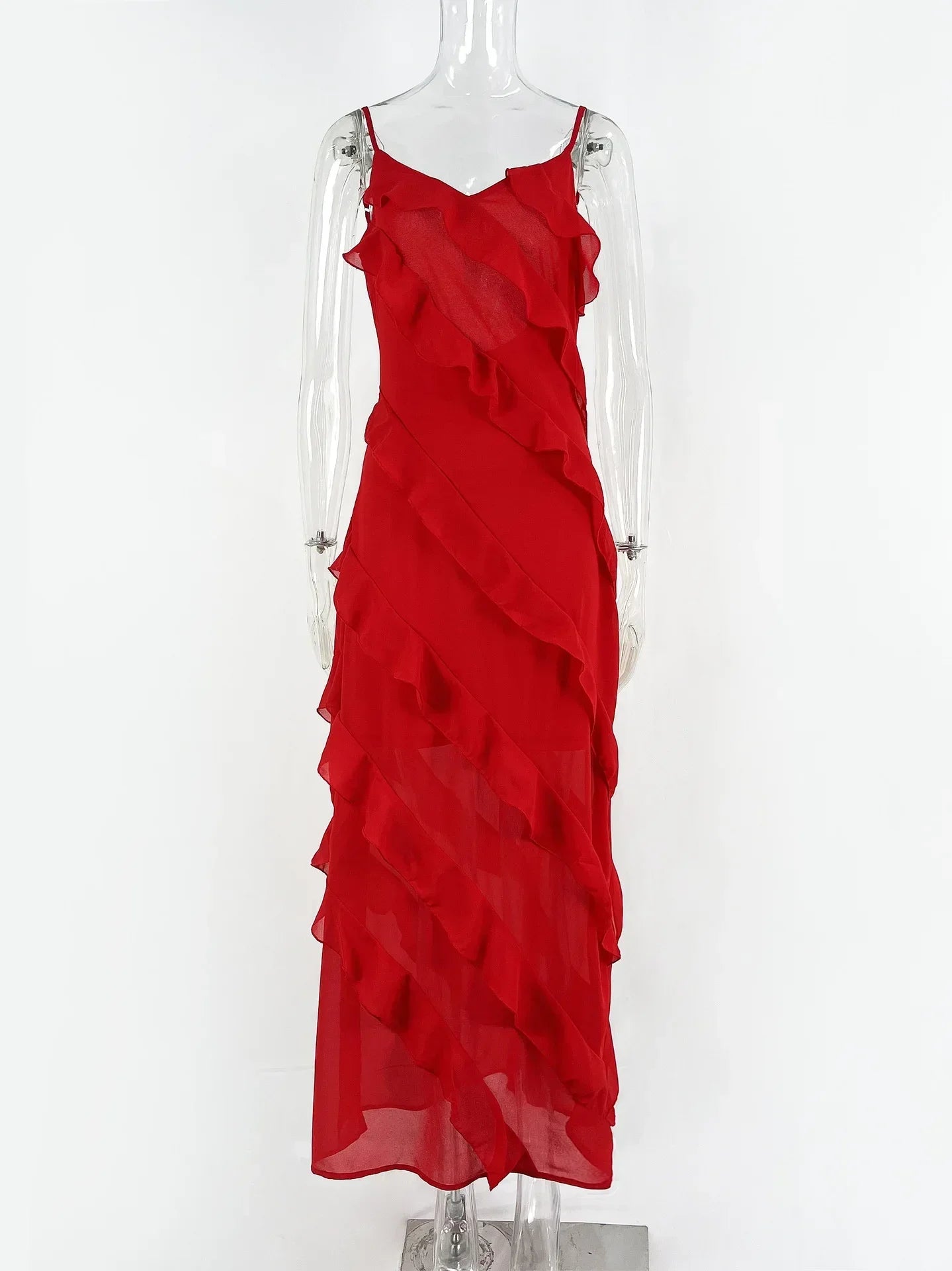 Rote Chiffon-Unterkleider für Damen