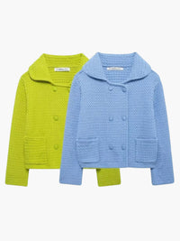 Dietlinde | Texturierte zweireihige Strickjacke