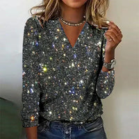 Priscilla - Strahlender Pullover mit V-Ausschnitt für einen eleganten Look