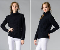 Damen Rollkragenpullover mit langen Ärmeln und Kabelstrick