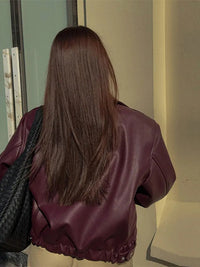 Trendige Bordeaux Lederjacke