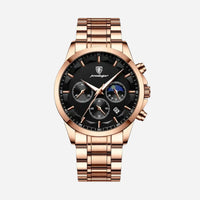 Luxus-Sportuhr für Herren mit Quarzwerk, Chronograph und Lederarmband