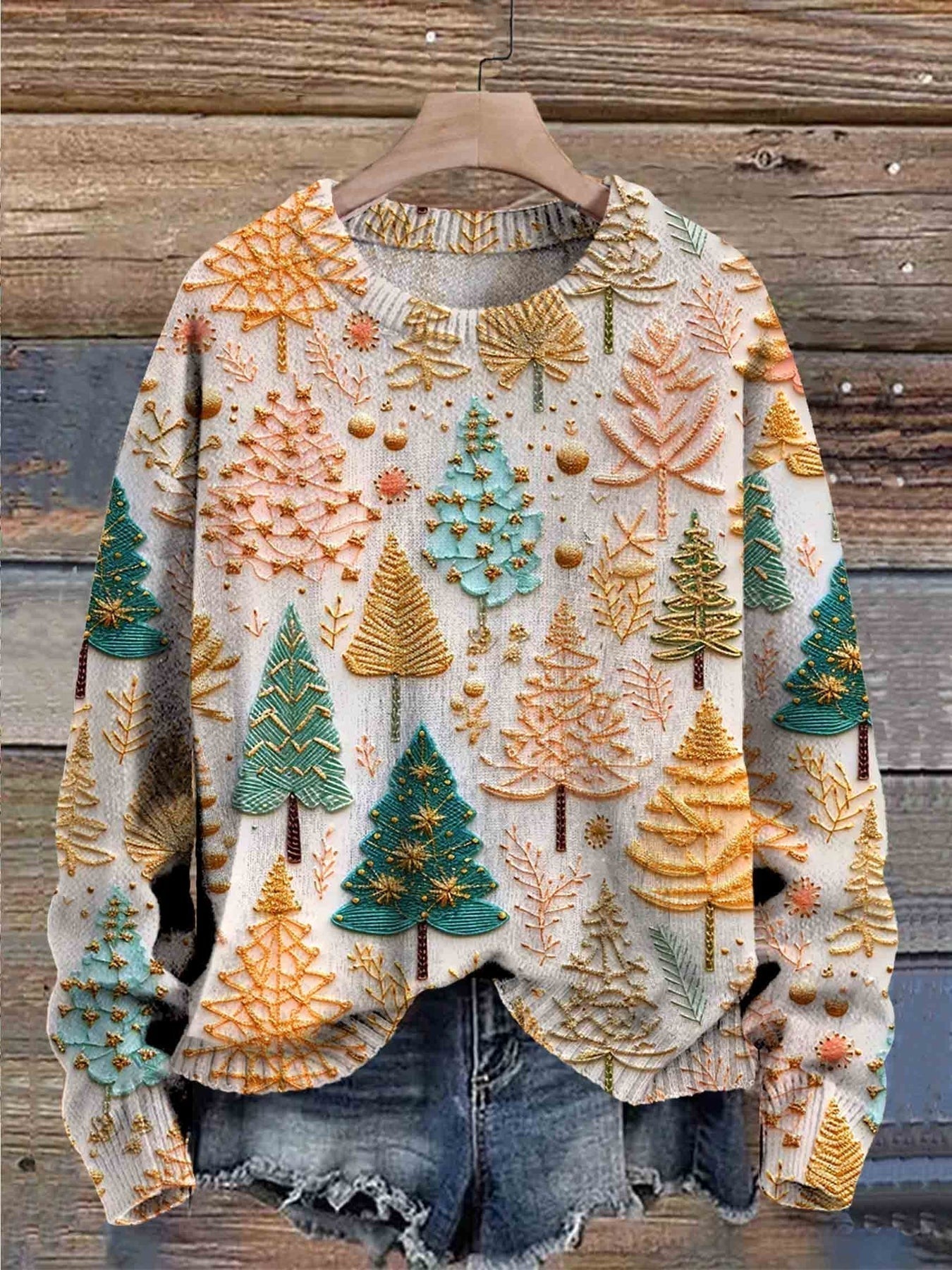 Céline™ - Weihnachts-Pullover mit Weihnachtsbäumen