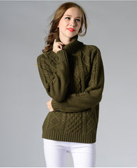 Damen Rollkragenpullover mit langen Ärmeln und Kabelstrick