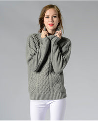 Damen Rollkragenpullover mit langen Ärmeln und Kabelstrick