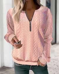 Adriana - Stylischer lässiger Strickpullover mit modischem halben Reißverschluss