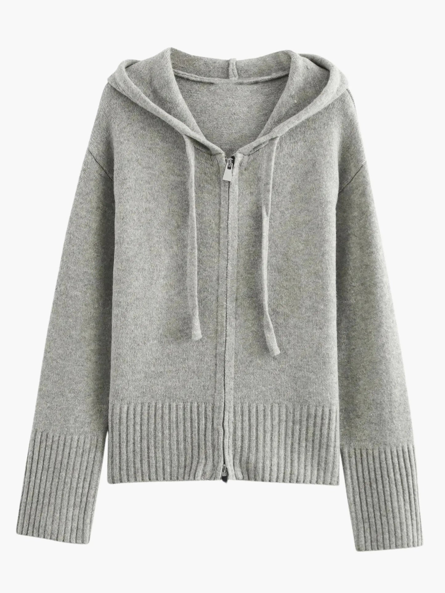 Kornelia | Strickjacke mit Kapuze und Reißverschluss