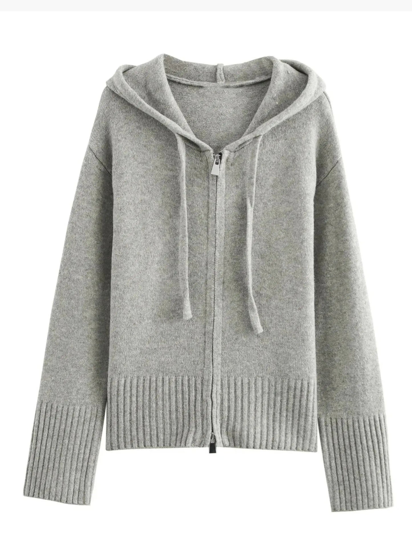 Kornelia | Strickjacke mit Kapuze und Reißverschluss
