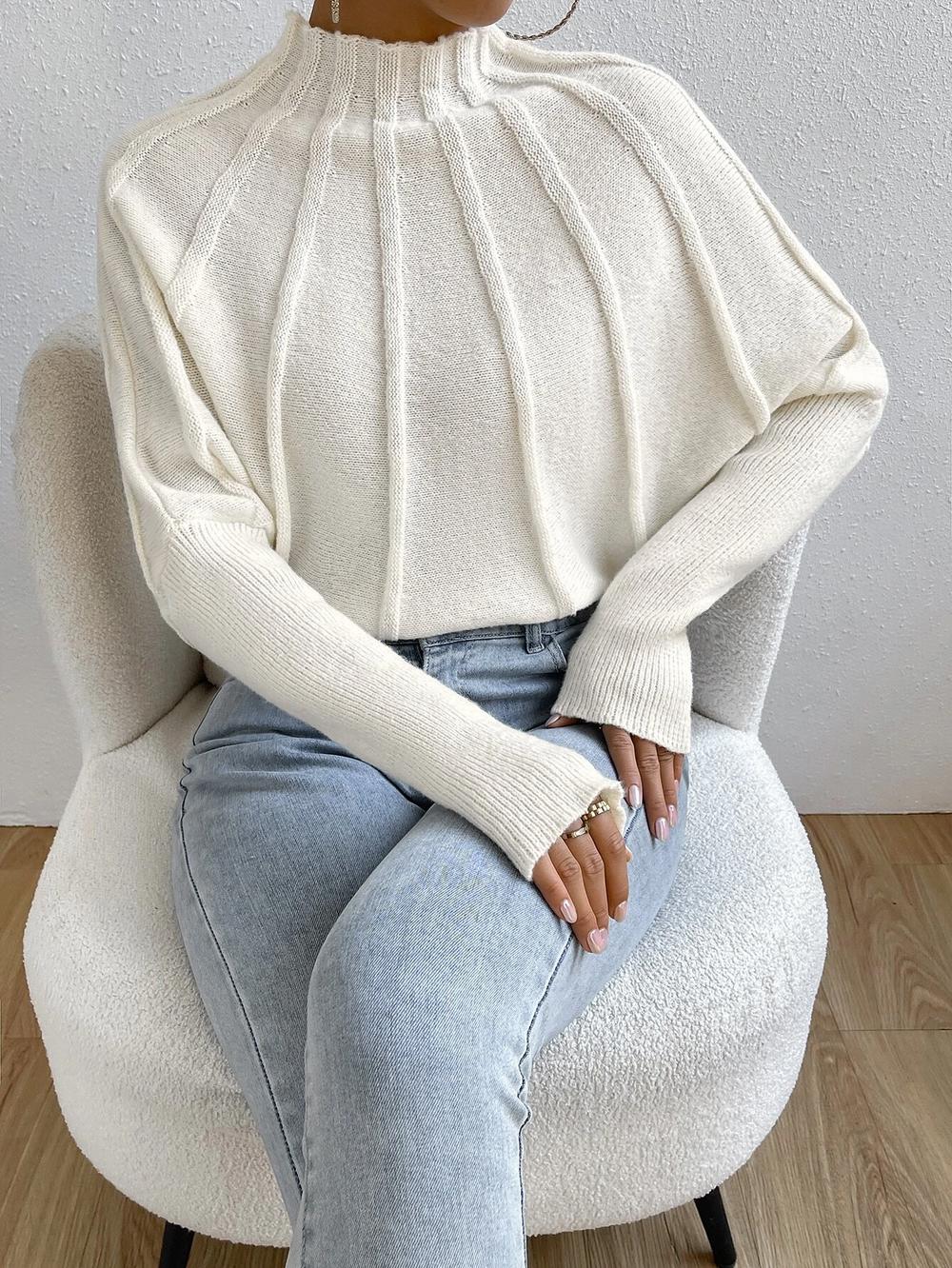 Kaschmir-Strickpullover mit Fledermausärmeln