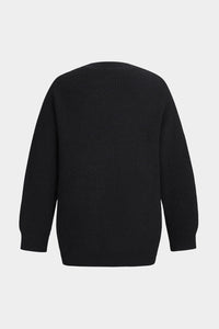 Ella | Schwarzer Strick-Cardigan mit Denim-Patches – Der perfekte Mix aus Komfort und Stil