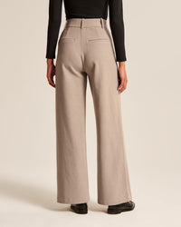 Elegante High-Waist Wide-Leg Hose in Sand mit zeitlosem Business-Look