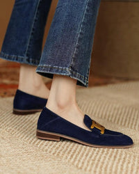 Jessica | Loafer aus Wildleder mit goldener Gliederschnalle