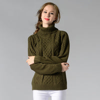 Damen Rollkragenpullover mit langen Ärmeln und Kabelstrick