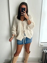 Rahel | Weiche Strickjacke mit Schleife