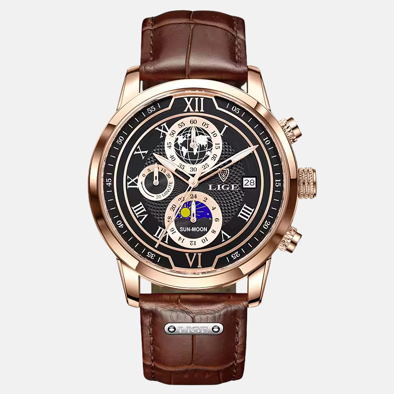 Chronographuhr mit Premium-Lederarmband