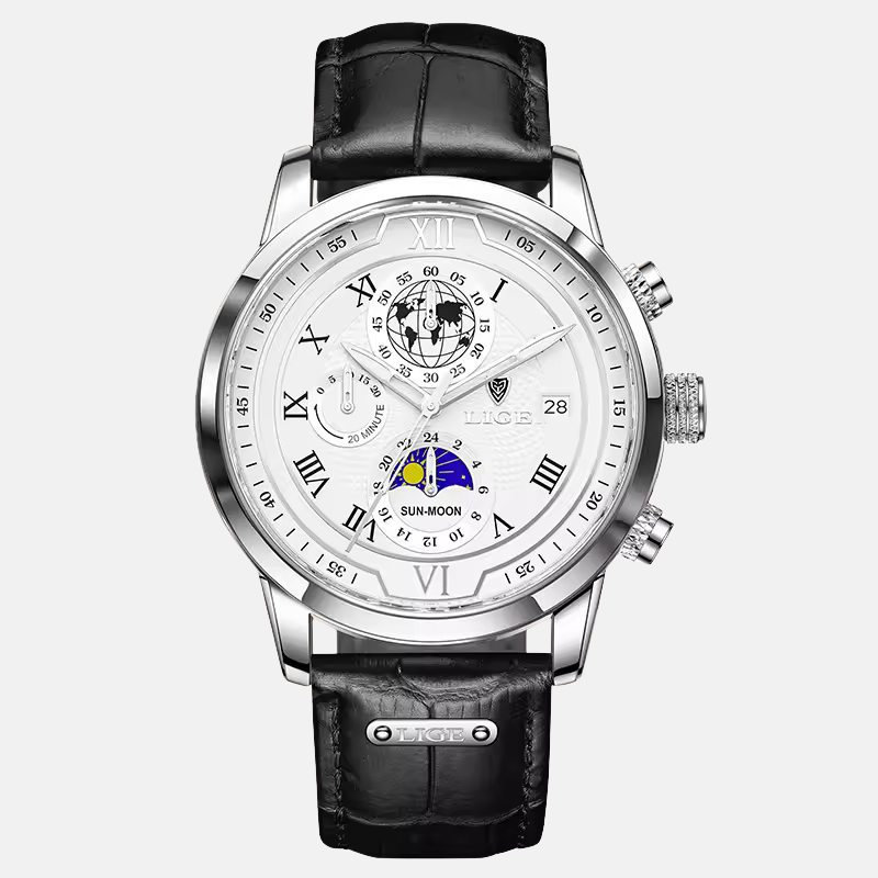 Chronographuhr mit Premium-Lederarmband