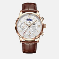 Luxus Quarz Uhr mit Lederarmband