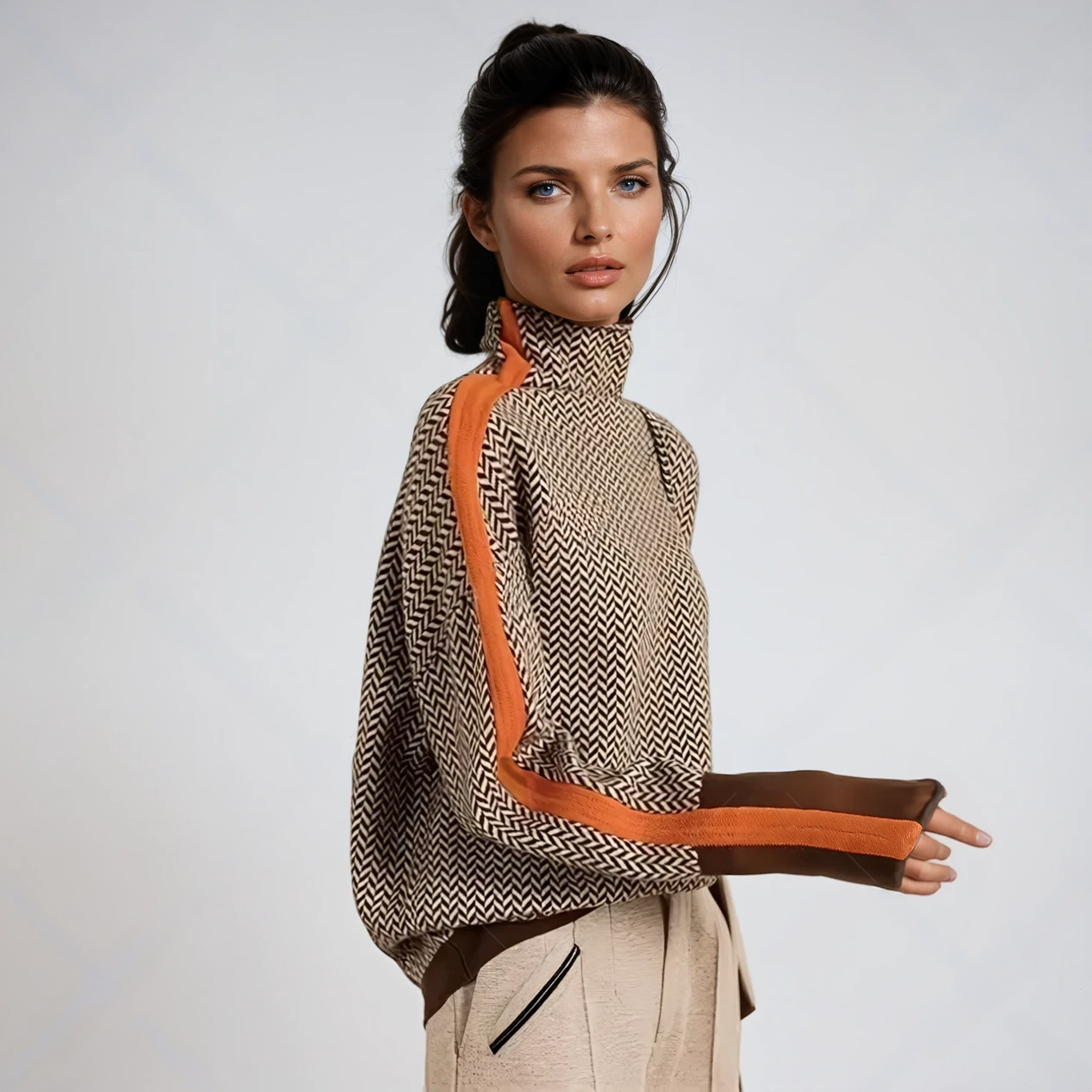 Malou™ | Rollkragenpullover mit auffälligen Kontraststreifen