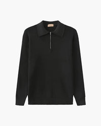 Aaron | Cozy halbem Reißverschluss Herren Gerippt Strickpullover mit Polokragen