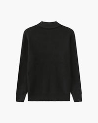 Aaron | Cozy halbem Reißverschluss Herren Gerippt Strickpullover mit Polokragen