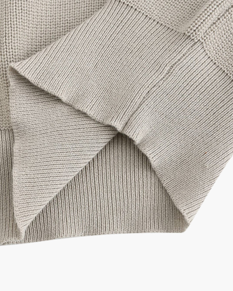 Aaron | Cozy halbem Reißverschluss Herren Gerippt Strickpullover mit Polokragen
