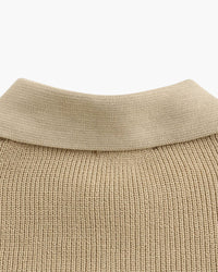Aaron | Cozy halbem Reißverschluss Herren Gerippt Strickpullover mit Polokragen