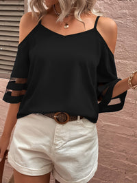 Melis | Off-Shoulder Bluse mit Tüll-Einsatz für Damen