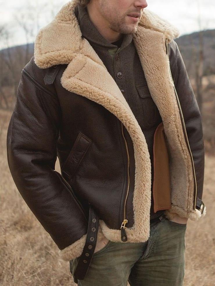 Fletcher™ | Premium Lammfell-Lederjacke