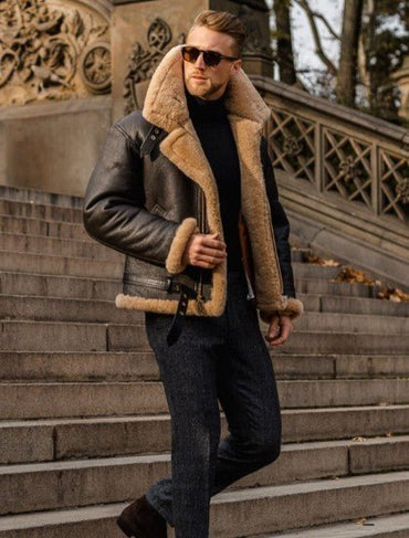 Fletcher™ | Premium Lammfell-Lederjacke