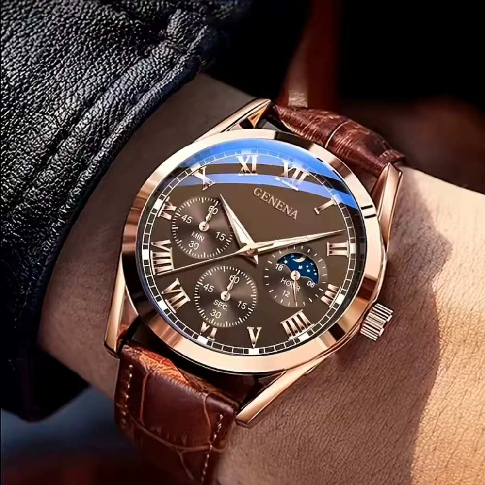 Klassische Herrenarmbanduhr mit römischem Ziffernblatt
