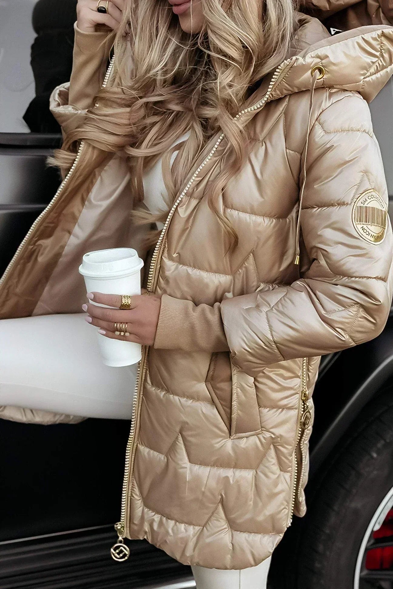 Zéphirine | Lange, warme Steppjacke mit großzügiger Kapuze