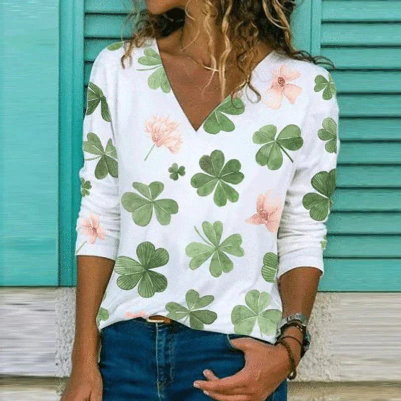 V-Ausschnitt Lose Bluse Oberteile