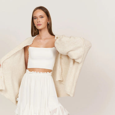 Bella | Übergroße Strick-Cardigan mit Goldknöpfen