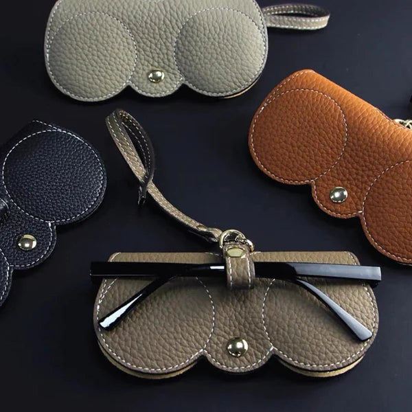 Elegantes Lederbrillenetui mit Druckknopfverschluss für den Sommer - Sam